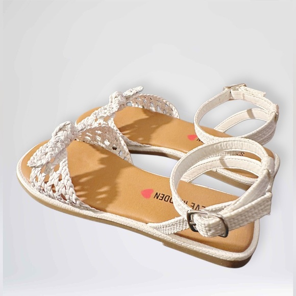 NEW Steve Madden Girl’s Open Toe/Back Raffia Sandals White Size 1 - Picture 14 of 14